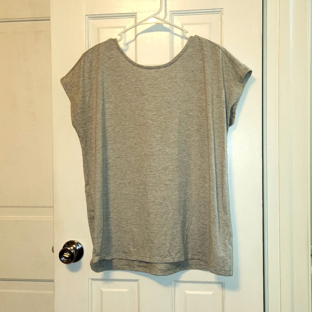 Gray and white blouse
